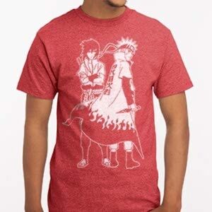 NWOT Unisex Naruto Shippuden Sasuke and Hokage Cloak Anime T Shirt - Small - Red